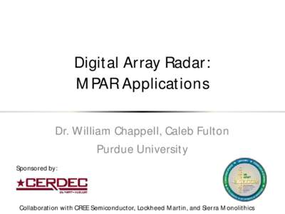 Digital Array Radar:  MPAR Applications