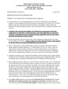 OHIO ARMY NATIONAL GUARD CAMP RAVENNA JOINT MILITARY TRAINING CENTER 1438 State Route 534 SW Newton Falls, Ohio[removed]NGOH-CRJMTC-Z (AR 200-3)