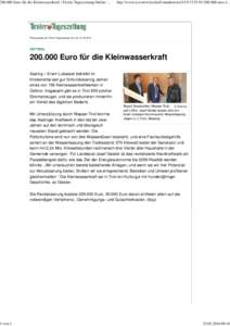 Euro für die Kleinwasserkraft | Tiroler Tageszeitung Online - Nachrichten von jetzt!