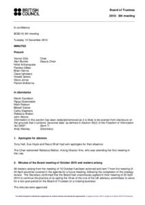 Board of Trustees 2010: 6th meeting In confidence BCB(10) 6th meeting Tuesday 14 December 2010