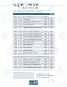 Du 5 au 18 janvier, obtenez des produits Stampin’ Up!® sans suite, bientôt retirés et courants, à une réduction pouvant atteindre 50 % du prix régulier ! Article page