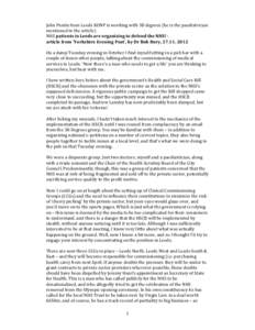 John Puntis from Leeds KONP is working with 38 degrees (he is the paedistrician mentioned in the article) NHS patients in Leeds are organizing to defend the NHS! article from ‘Yorkshire Evening Post’, by Dr Bob Bury,