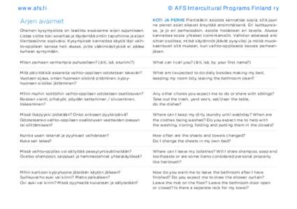 www.afs.fi  Arjen avaimet © AFS Intercultural Programs Finland ry
