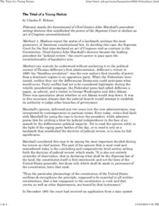 Government / Supreme Court of the United States / Marbury v. Madison / Presidency of Thomas Jefferson / John Marshall / William Marbury / Judiciary Act / United States Constitution / Midnight Judges Act / 6th United States Congress / Law / United States