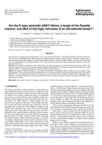 Asteroid family / Eger / 13248 Fornasier / 4 Vesta / Asteroid / V-type asteroid / 434 Hungaria / Vesta family / Barucci / Planetary science / Astronomy / Main Belt asteroids