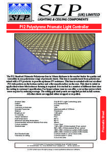 P12 Polystyrene Prismatic Light Controller  Product Data Pattern Thickness Tolerance on thickness