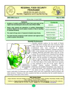 REGIONAL FOOD SECURITY PROGRAMME GROWING SEASON STATUS Rainfall, Vegetation and Crop Monitoring[removed]Issue 6