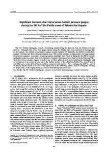 LETTER  Earth Planets Space, 63, 803–808, 2011 Significant tsunami observed at ocean-bottom pressure gauges during the 2011 off the Pacific coast of Tohoku Earthquake