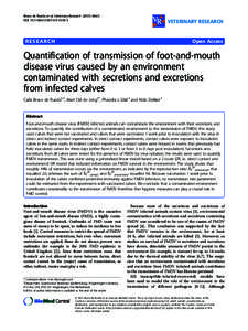 Quantification of transmission of foot-and-mouth disease virus caused by an environment contaminated with secretions and excretions from infected calves