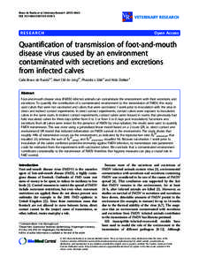 Animal diseases / Infectious diseases / Animal virology / Viral diseases / Picornaviruses / Foot-and-mouth disease / Infection / Transmission / Virus / Health / Medicine / Veterinary medicine