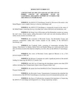 RESOLUTION NUMBER 3113 A RESOLUTION OF THE CITY COUNCIL OF THE CITY OF PERRIS, COUNTY OF RIVERSIDE,