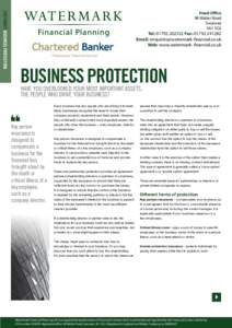 FACTSHEET BUSINESS PROTECTION  Head Office 98 Walter Road Swansea SA1 5QJ