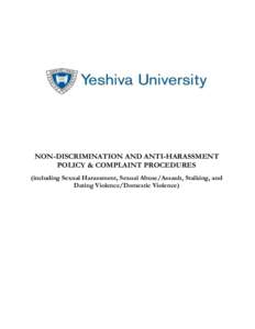 Title IX: Non-Discrimination and AntiHarassment Policy and Compliant Procedures (Including Sexual Harassment, Sexual Abuse/Assault, Stalking, Domestic Violence & Dating Violence)  Table of Contents