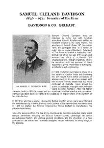 SAMUEL CLELAND DAVIDSON 1846 – 1921 founder of the firm DAVIDSON & CO. BELFAST.