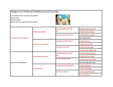 Pedigree For CH Monarch Rufkins Love At First Sight Owners: Kathleen Walcott, Kris Harrison, Roberta Lombardi 3515 Lamor Road Hermitage, PA[removed]Breeders: Kris Harrison, Peggy Huffman, Roberta Lombardi
