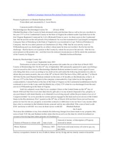 Southern Campaign American Revolution Pension Statements & Rosters Pension Application of Obediah Basham S35185 Transcribed and annotated by C. Leon Harris Commonwealth of Kentucky Breckenridge [sic: Breckinridge] County