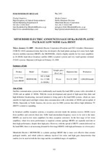 FOR IMMEDIATE RELEASE  NoProduct Inquiries: High Frequency & Optical Semiconductor