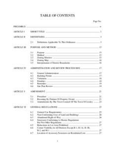 TABLE OF CONTENTS Page No. PREAMBLE ................................................................................................................................ iv ARTICLE I  SHORT TITLE .............................