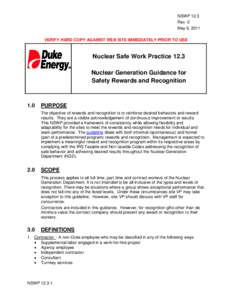NSWP 12.3 Rev. 0 May 6, 2011 VERIFY HARD COPY AGAINST WEB SITE IMMEDIATELY PRIOR TO USE  Nuclear Safe Work Practice 12.3