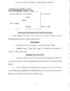Case 1:18-cvDocument 1 FiledPage 1 of 7  UNITED STATES DISTRICT COURT SOUTHERN DISTRICT OF NEW YORK  Stephanie Clifford a.k.a. Stormy Daniels,