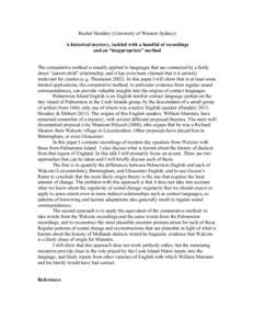 Historical linguistics / Creole language / Walcote / Comparative method / Cook Islands / Palmerston / Thomason / English language / Linguistics / William Marsters / Palmerston Island / Walcote /  Leicestershire