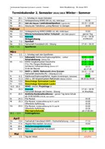 Terminkalender Regionales Gymnasium Laufental - Thierstein -  letzte Aktualisierung: 28. Januar[removed]