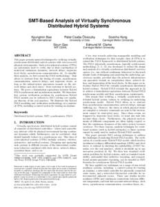 SMT-Based Analysis of Virtually Synchronous Distributed Hybrid Systems∗ Kyungmin Bae Peter Csaba Ölveczky