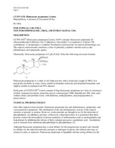 NDA[removed]S-002 Page 3 CUTIVATE (fluticasone propionate) Lotion PharmaDerm, A division of Nycomed US Inc. Rx Only