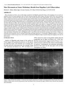 Citation: Journal of Geophysical Research, v. 97, No. E10, [removed], 1992. Copyright 1992 by the American Geophysical Union.  Mass Movements on Venus: Preliminary Results from Magellan Cycle I Observations Michael C. 