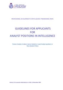 Guidelines for applicants for analyst positions in NZP