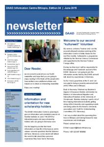 DAAD Information Centre Ethiopia, Edition 04 | Junenewsletter >>>>>>>>>>>>>>>>>>>>>>>  Welcome to our second