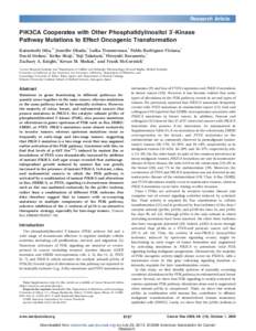 Research Article  PIK3CA Cooperates with Other Phosphatidylinositol 3¶-Kinase Pathway Mutations to Effect Oncogenic Transformation 1,3