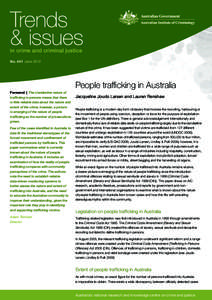 Trends & issues in crime and criminal justice No. 441  June[removed]People trafficking in Australia