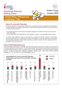 Glasgow Council  Community Planning Briefing Papers  for the