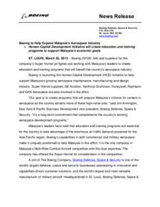 News Release Boeing Defense, Space & Security P.O. Box 516 St. Louis, MO[removed]www.boeing.com