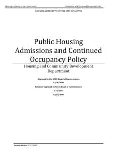Public Housing  Admissions and Continued Occupancy Policy