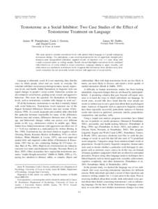 Androgens / Medicine / Neuroendocrinology / Aggression / James W. Pennebaker / Libido / Biological basis of love / Hormone replacement therapy / Challenge hypothesis / Testosterone / Endocrine system / Andrology