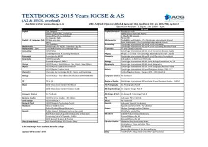 IGCSE and AS Textbooks 2015.xlsx