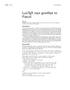 Taco Hoekwater  E136 MAPS 39 LuaTEX says goodbye to Pascal