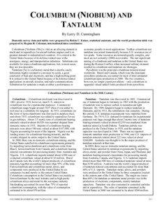 COLUMBIUM (NIOBIUM) AND TANTALUM By Larry D. Cunningham