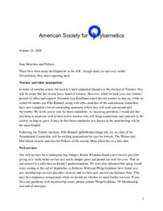 American Society for  ybernetics October 25, 2008