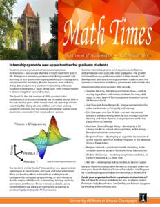 Department of Mathematics Spring/Summer 2014 Math Times Department of Mathematics — Fall/Winter 2014