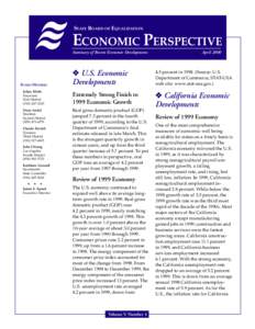 STATE BOARD OF EQUALIZATION  ECONOMIC PERSPECTIVE Summary of Recent Economic Developments  April 2000