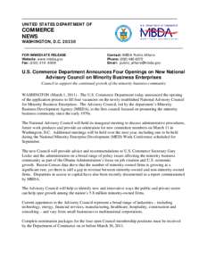 United States Department of Commerce / Minority business enterprise / MBDA / Government / Georgia Statewide Minority Business Enterprise Center / Eclaro International Inc. / Minority Business Development Agency / Presidency of Richard Nixon / Business