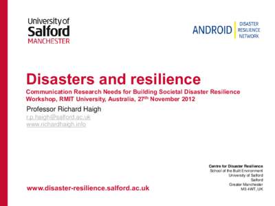 Disaster preparedness / Motivation / Positive psychology / Psychological resilience / Resilience / Android / Disaster / United Nations University / Global Risk Forum GRF Davos / Public safety / Emergency management / Management
