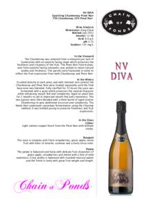 NV DIVA Sparkling Chardonnay Pinot Noir 75% Chardonnay 25% Pinot Noir Wine Analysis Winemaker: Greg Clack Bottled: July 2012
