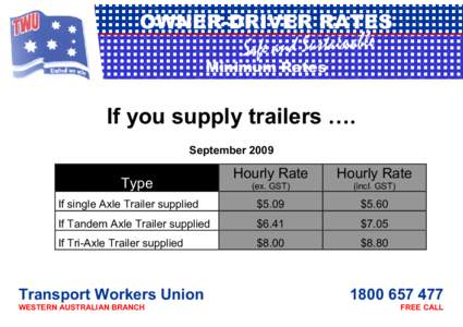 OWNER-DRIVER RATES Minimum Rates If you supply trailers …. September 2009