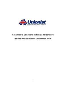 Ulster Unionist Party; Response to Donations and Loans to Northern Ireland Political Parties