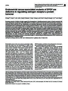 Endometrial cancer-associated mutants of SPOP are defective in regulating estrogen receptor-&alpha; protein turnover