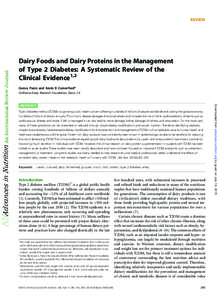 REVIEW  Dairy Foods and Dairy Proteins in the Management of Type 2 Diabetes: A Systematic Review of the Clinical Evidence1,2 Gonca Pasin and Kevin B Comerford*